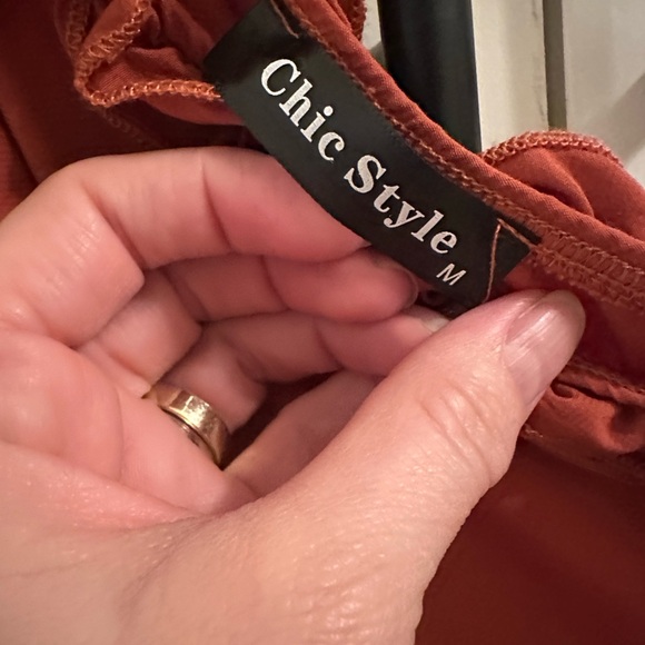 Chic One-Shoulder Terracotta Dress - Picture 3 of 7